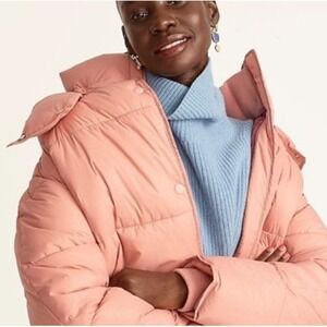 J.Crew Signature Puffer Jacket Pink Hooded Primaloft Water Repellent BA590 M